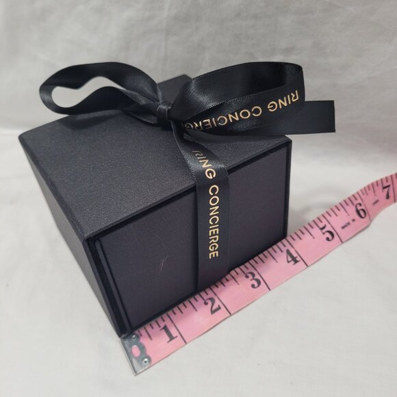Ring Concierge Bracelet Box Black Empty Magnetic Attached Ribbon Pillow Logo - Picture 11 of 14